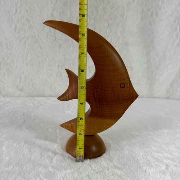 Vintage Wooden Fish Sculpture Oregon Myrtlewood Unique Ocean Decor Angel Fish - Picture 5 of 6